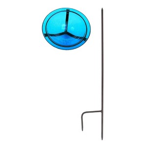 Achla Designs 3" Crackle Glass Birdbath Bowl with Stake Teal Blue: Weather-Resistant, No Assembly, In-Ground Mount - 1 of 3