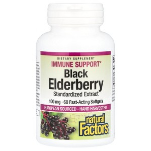 Natural Factors Black Elderberry, 100 mg, 60 Fast-Acting Softgels - 1 of 3