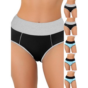 INSPIRE CHIC Women's High Waist Tummy Control Color-Block Available Briefs 6 Packs - 1 of 4