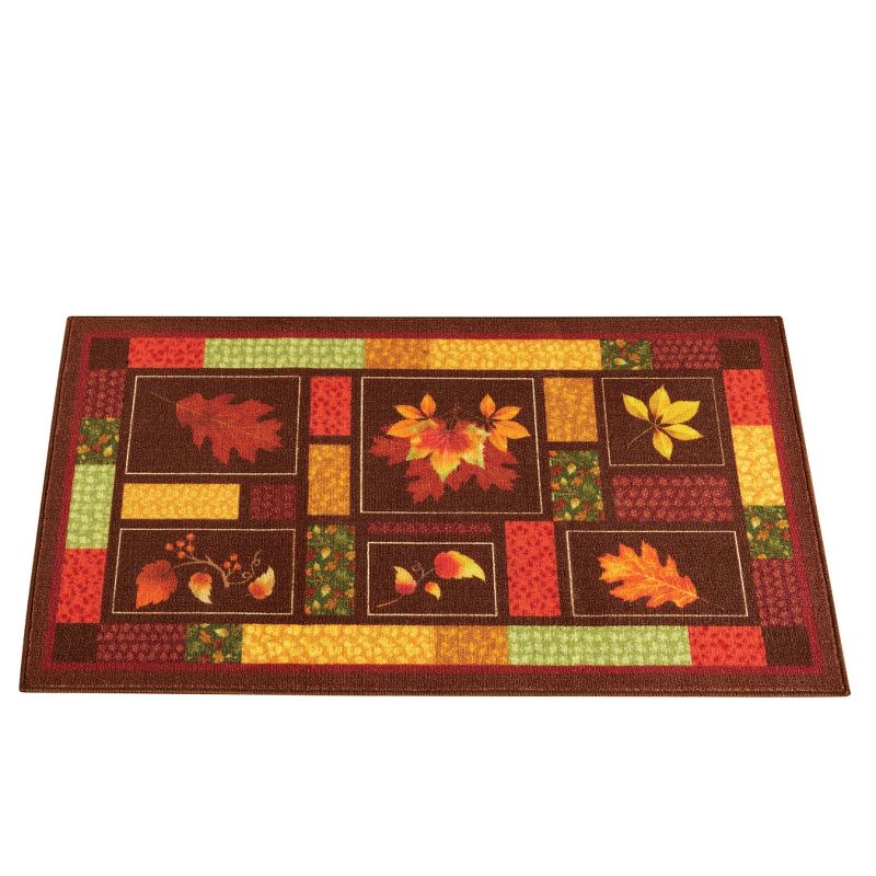 Collections Etc Autumn Leaf Patchwork Accent Rug 26" x 45", 1 of 5