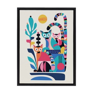 Kate and Laurel Sylvie Mid Century Modern Lemur Framed Canvas by Rachel Lee of My Dream Wall, 18x24, Black - 1 of 4