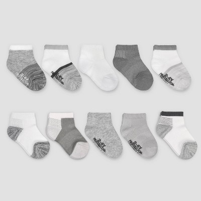 Fruit of the Loom Baby 10pk Beyondsoft Grow and Fit Ankle Socks - Gray/White 6-12M