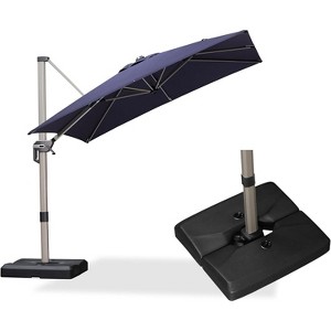 PURPLE LEAF Right-left Tilt Cantilever Umbrella with Base Patio Outdoor Swivel Umbrella with 360-degree Rotation - 1 of 1