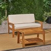 Christopher Knight Home Jack Acacia Wood Loveseat and Coffee Table Set with Water-Resistant Cushions - 2 of 4