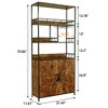 Tall Bar Cabinet 70.8" Bakers Rack with Cabinet, Microwave Stand with 5 Tier Large Wine Rack with Storage Standing Microwave Stand, Brown - 3 of 4