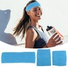 Unique Bargains Stretchy Cotton Blend Sweat Absorbing Sport Headband Wristband Sky Blue 3 pcs - 2 of 4