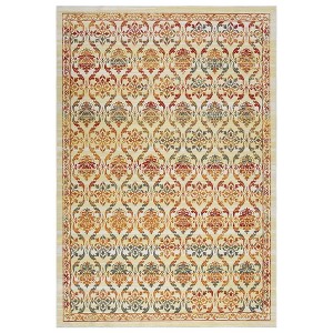 Modern Rugs Floral Print Mat Non-Slip Boho Low Pile Non-Shedding Carpet, 3' x 5' Yellow - 1 of 4