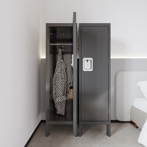 1 Door Tall Single Metal Locker-Retro Style Storage Cabinet--Industrial Furniture--For Living Room/Bedroom/Storage Room/Gym/School--Grey - 1 of 4