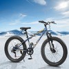 SEVOBAL Bicycles 24 Inch Fat Tire Mountain Bike Full Shimano 7 Speed Dual Disc Brakes Front Suspension, Gray, 67"*25"*40" - 3 of 4