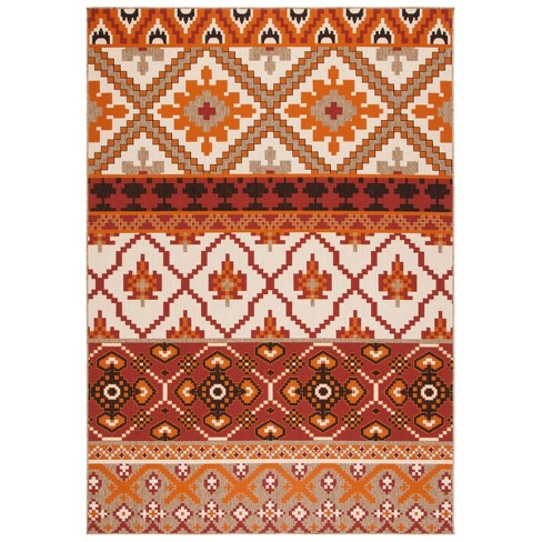 Veranda Ver097 Power Loomed Indoooutdoor Area Rug - Red/beige - 5'3
