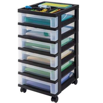IRIS USA 2 Pack 3 Drawer Slim Narrow Storage Drawer Cart with 4 Caster  Wheels, Black