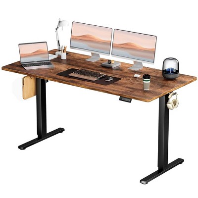 63x24 Inch Stand Up Computer Desk, Sit and Stand Ergonomic Table Table with 3 Free Height Memory Points, 176lb Weight Capacity Brown