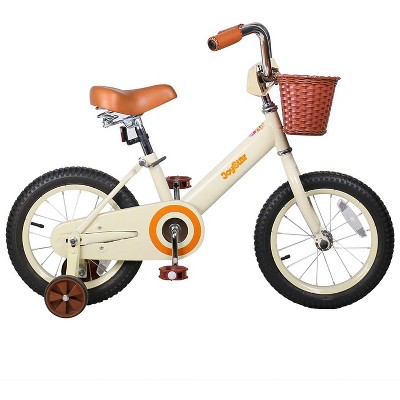 Joystar Vintage 16 Inch Ages 4 to 7 Boys Girls Kids Training Wheel Basket Balancing Beach Bike Bicycle, Vintage Beige