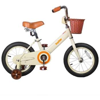 Joystar Vintage Training Wheel Basket Bicycle, Ages 2 to 7, Bike for Any Kid, Boy or Girl, 12 Inch Wheels, Ivory