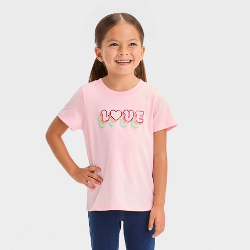 Toddler Girls' Valentine's Day Love Short Sleeve T-shirt - Cat