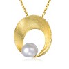 Guili Sterling Silver Gold Plated Necklace with Round Freshwater Pearl Pendant, an elegant accessory for a sophisticated style statement. - 2 of 3