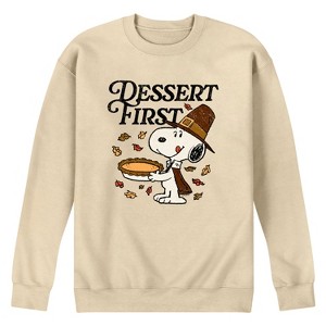 Men's - Peanuts - Dessert First Snoopy Graphic Fleece Sweatshirt - 1 of 4