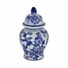Sagebrook Home 10" Temple Jar - White and Blue Chinoiserie Design - Contemporary Glam Ceramic Temple Jar For Indoor - 2 of 4