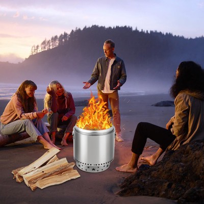 Smokeless Fire Pit with Removable Ash Pan, Fire Poker Included - Compact Design