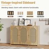 TIRAMISUBEST Retro 3-Door Sideboard with Large Storage Space Artificial Rattan Doors and Metal Handles, Accent Cabinet for Living Room and Hallway - 4 of 4