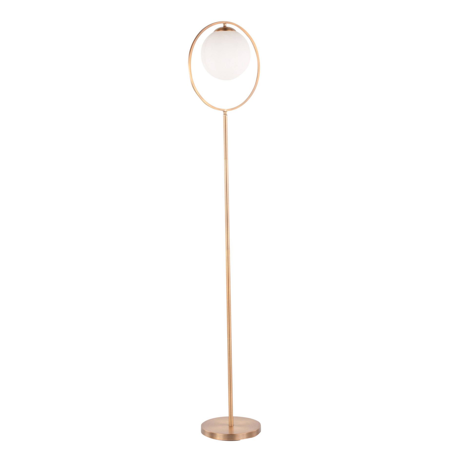 LumiSource Moon Contemporary Floor Lamp in Gold Metal/Frosted Glass