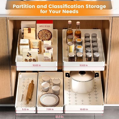 Pull Out Cabinet Organizer, Slide Out Drawer for Kitchen Cupboard, Extendable Shelf Storage,No Punch for Kitchen Cabinets
