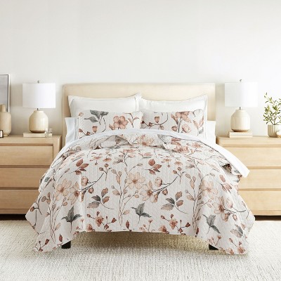 Becky Cameron Ultra-Soft Quilt Set – Lightweight Microfiber Coverlet in Russet Floral Pattern by Becky Cameron, Russet Floral Natural, Full/Queen — фото 4