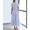 Women's 2025 Summer Casual Midi & Maxi Dress - Lightweight V-Neck Boho Beach Dress with Elastic Waist & Pockets Light Blue - 3 of 4