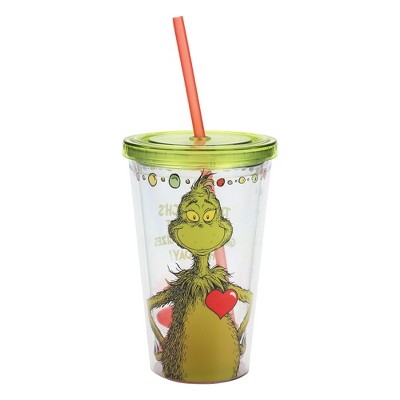 The Grinch Grinning Face 40 Oz Green Stainless Steel Tumbler With