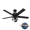 Hunter 52" Lawndale Matte Black Lighted Ceiling Fan with Integrated LED and Pull Chain Control, Wet Rated for Indoor/Outdoor Use - 3 of 4