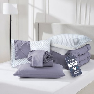 Nestl Comforter Set, 9 Piece Pinch Pleated Bedding Set, Bed in a Bag, All season Bed Set with Cooling Pillows - 1 of 4