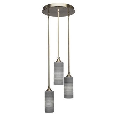 Toltec Lighting Empire 3 - Light Pendant in  New Aged Brass with 4” Gray Matrix Shade
