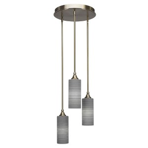 Toltec Lighting Empire 3 - Light Pendant in  New Aged Brass with 4” Gray Matrix Shade - 1 of 1