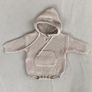 MyKids-USA  Baby Solid Color Knitted Hooded Triangle Onesies - 1 of 4
