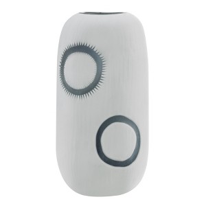Elara Contemporary Matte White and Navy Oval Opening Tabletop Vase - Cylindrical Large - 1 of 4