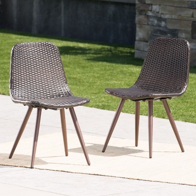 PAGED Wicker Outdoor Chairs Outdoor Dining Chairs with Iron Legs for Patio, Garden, Lawn