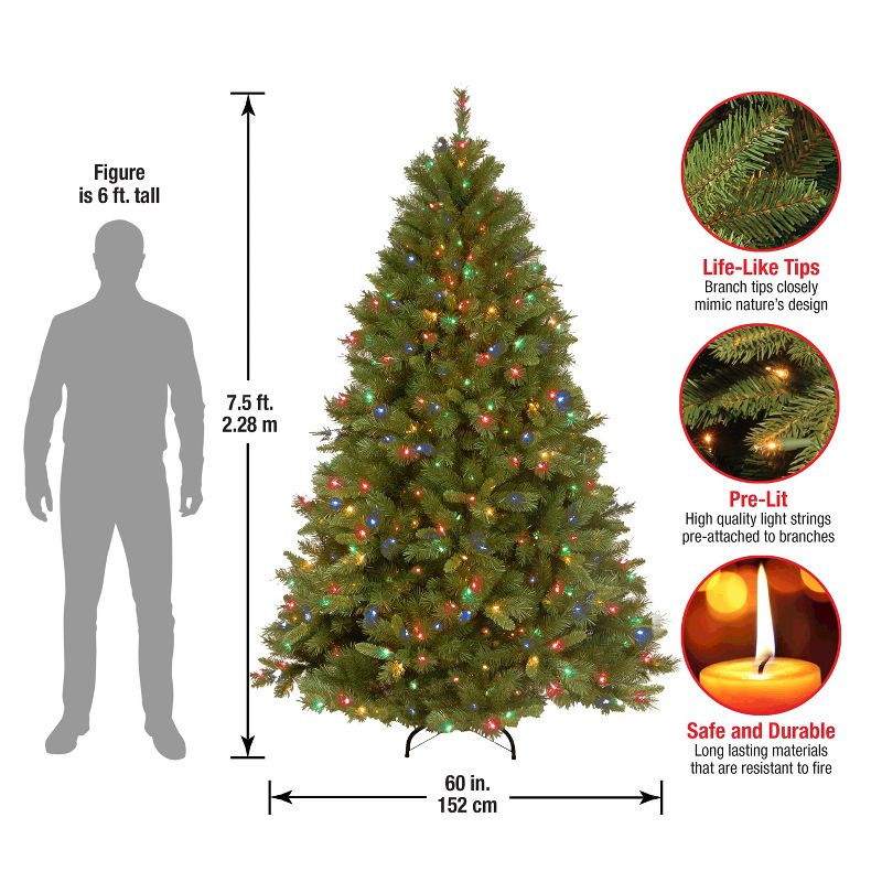 National Tree Company 7.5 ft. Winchester Pine Tree with Multicolor Lights, 6 of 8