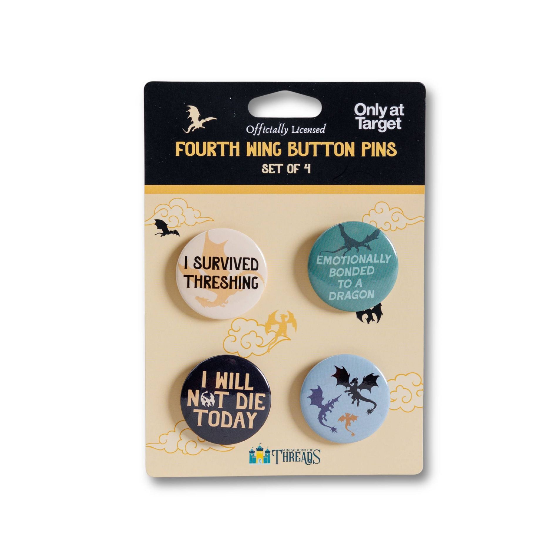 Fourth Wing Button Pins - Set of 4