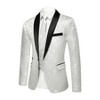 Cloudstyle Mens Floral Jacquard Dress Suit Jacket one Button Print Tux Blazer Sport White Coat - 3 of 4