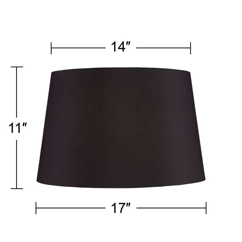 Springcrest Black Faux Silk Large Tapered Drum Lamp Shade 14" Top x 17" Bottom x 11" Slant x 11" High (Spider) Replacement with Harp and Finial, 5 of 9
