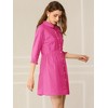 INSPIRE CHIC Women's 3/4 Sleeve Button Front Solid Color Flare Mini Shirt Dress - 4 of 4