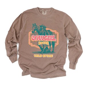 Simply Sage Market Women's Wild Spirit Distressed Long Sleeve Garment Dyed Tee - 1 of 4