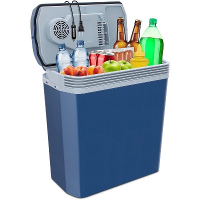 Ivation Electric Cooler & Warmer with Handle | 24 L Portable Thermoelectric Fridge for Vehicles & Trucks| 110V AC Home Power Cord & 12V Car Adapter for Camping, Travel & Picnics
