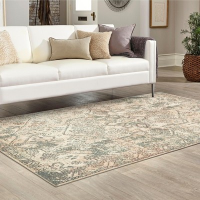 Geometric Gray Synthetic 4' x 6' Easy-Care Area Rug