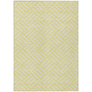 Yellow And Ivory Geometric Washable Indoor Outdoor Area Rug - 1 of 4