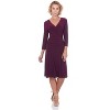 Rekucci Women's Slimming 3/4 Sleeve Fit and Flare Crossover Tummy Control Dress - 4 of 4