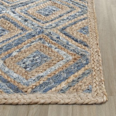 Coastal Charm Natural Blue Hand-Knotted Jute 2'x3' Area Rug