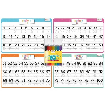 merka Drawing Pad Placemat for Kids, Creative Learning at the Dining Table - Numbers 1-100, 4 Fun Mats, Tracing Activity