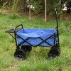 Vynxaria Folding Wagon Garden Shopping Beach Cart (Blue) - 4 of 4