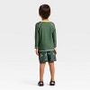 Toddler Boys' Monster Jam Long Sleeve Rash Guard Set - Olive Green - 2 of 4